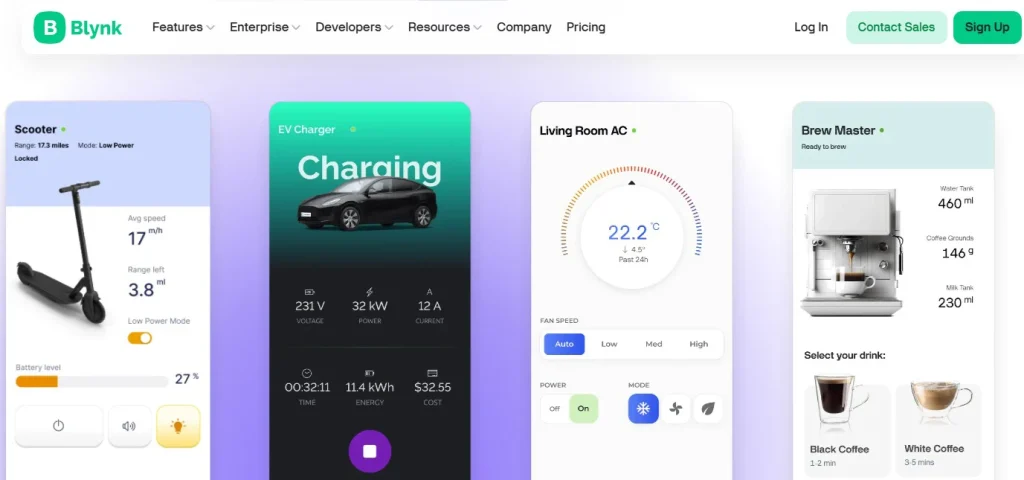 Blynk IoT App website screenshot. a good app to control ESP8266 BLE Jammer 
