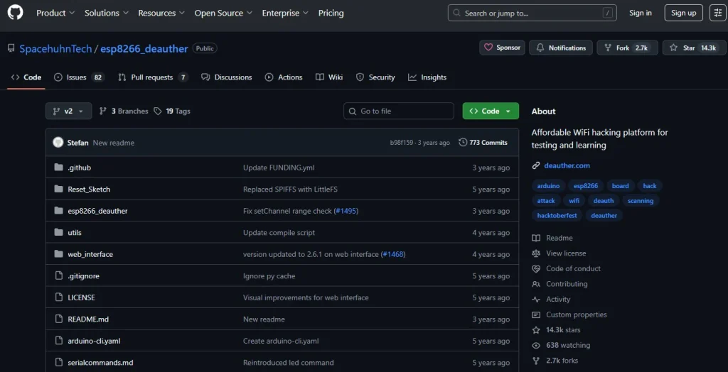 ESP8266_deauther github page screenshot. NRF24L01 jamming tutorial to test 802.11 networks
