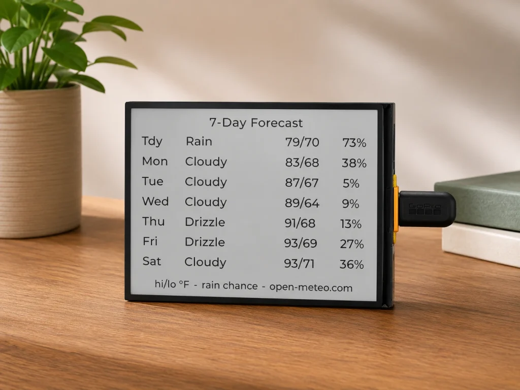 Weather show on Waveshare ESP32-S3 4.2 RLCD display.
